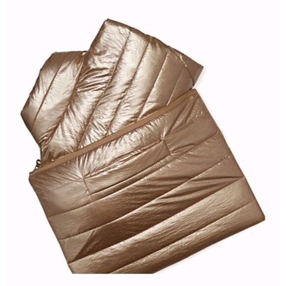 Kate Spade Rose Gold Packable Down Filled Puffer Jacket Medium Has Carry Bag - Picture 3 of 16